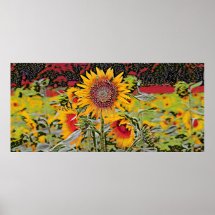 Poster tournesol à pois