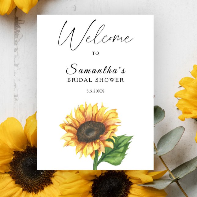 Poster Tournesol aquarelle Douche nuptiale bienvenue (Créateur téléchargé)