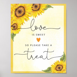 Poster Tournesol aquarelle l'amour est doux prenez une fr