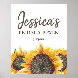 Poster Tournesol Brown jaune Fête des mariées Boho blanc