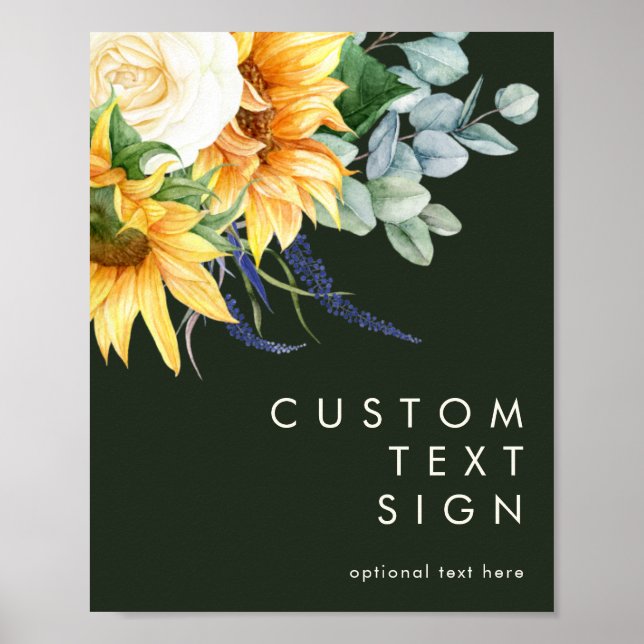 Poster Tournesol | Cartes et cadeaux verts personnalisés (Devant)
