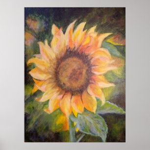 Poster Tournesol de la peinture acrylique