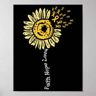 Poster Tournesol Enfance Cancer Ruban Faith Hope Love
