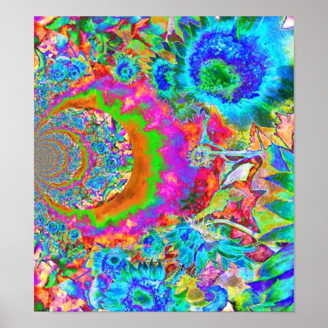 Poster Tournesol Fields pour toujours bleu (Devant)