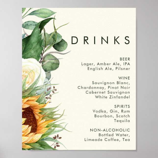 Poster Tournesol Fleur de pays clair Mariage jaune Boisso (Devant)