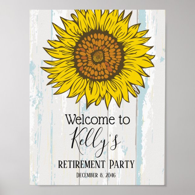 Poster tournesol, fleurs, floral, signe d'accueil (Devant)