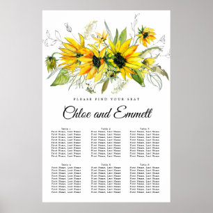 Poster Tournesol Jaune moderne 6 tables