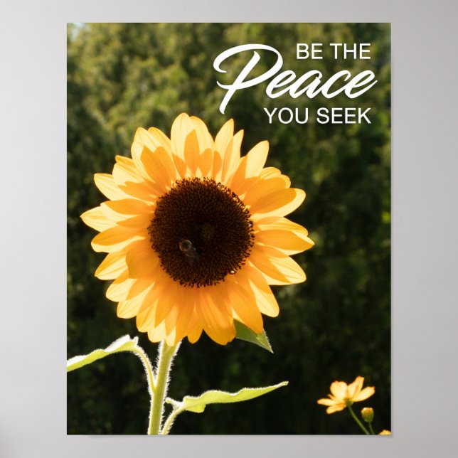 Poster Tournesol Jaune Soyez la paix que vous recherchez  (Devant)