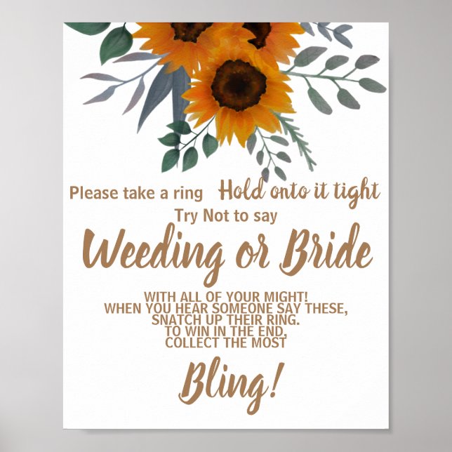Poster Tournesol Mettre une bague sur la Fête des mariées (Devant)