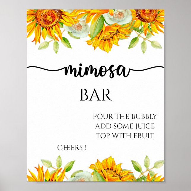 Poster Tournesol mimosa bar signe de douche nuptiale (Devant)