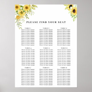 Poster Tournesol Or Géométrique Rustique Mariage élégant