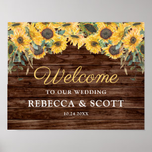Poster Tournesol rustique Mariage de la grange