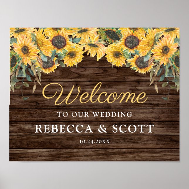 Poster Tournesol rustique Mariage de la grange (Devant)