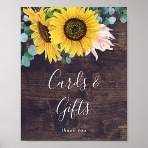 Poster Tournesol rustique   Panneau Cartes et cadeaux en 
