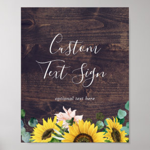 Poster Tournesol rustique Panneau texte personnalisé bo