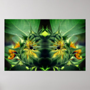Poster Tournesol se dépliant miroir Abstrait