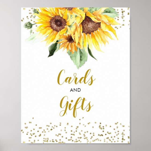 Poster Tournesol sur le chemin Baby shower Cartes et Cade (Devant)