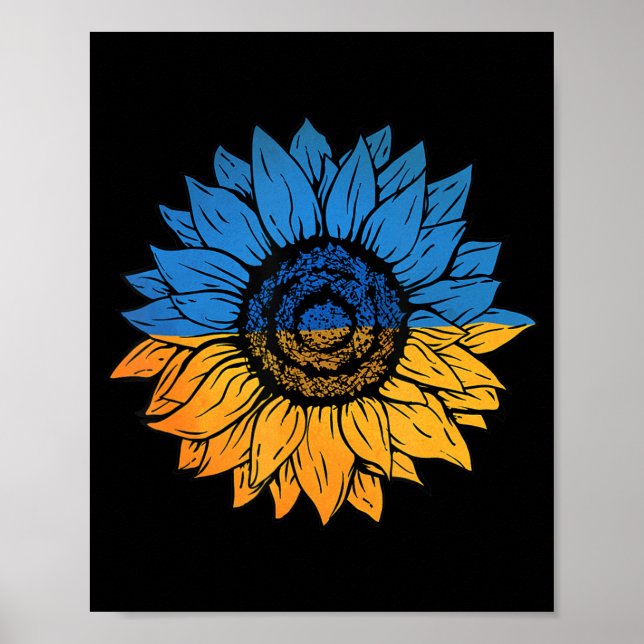 Poster Tournesol Ukraine Drapeau Ukrainien Avec L'Ukraine (Devant)