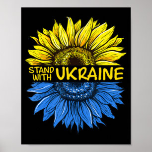 Poster Tournesol Ukrainien je reste avec l'Ukraine amour