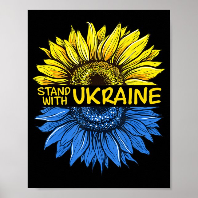 Poster Tournesol Ukrainien je reste avec l'Ukraine amour  (Devant)