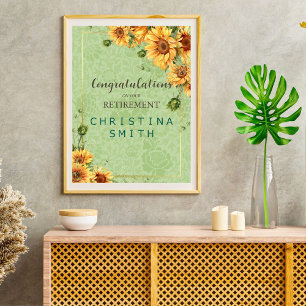 Poster Tournesol Vintage Jardin Aquarelle Retrait
