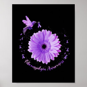 Poster Tournesol violet Ribbon Fibromyalgie Sensibilisati