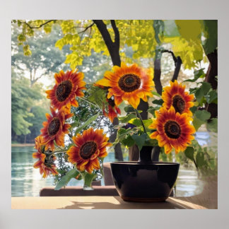 Poster Tournesols dans un vase