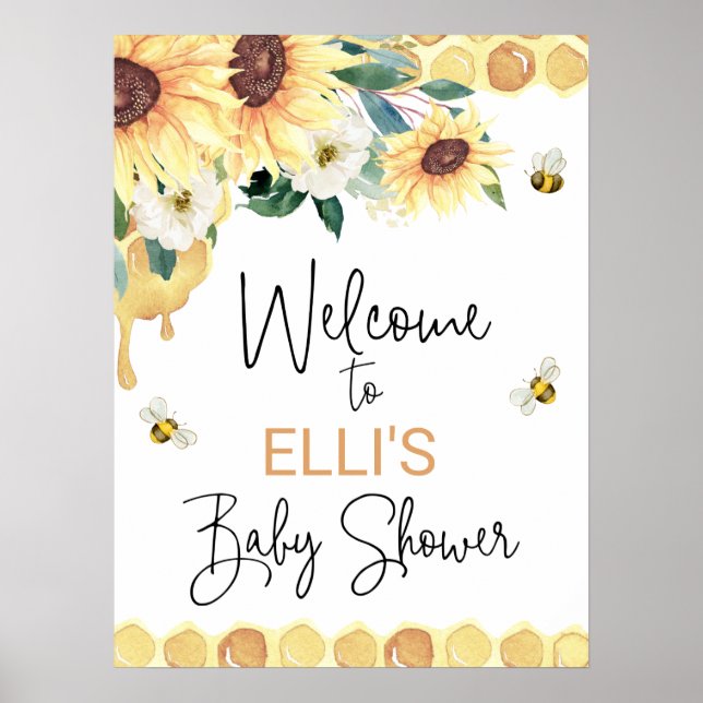 Poster Tournesols Doux Comme Peut Être Baby shower Accuei (Devant)
