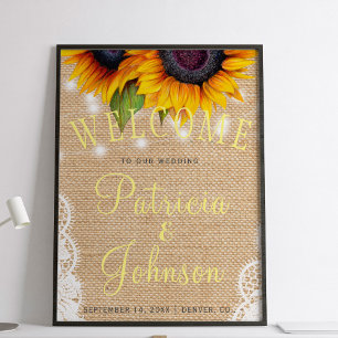 Poster Tournesols en dentelle rustique mariage signe de b