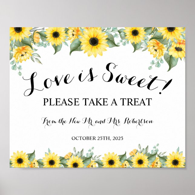 Poster Tournesols L'amour est doux Mariage Shower de mari (Devant)