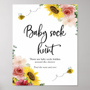 Poster Tournesols, Roses et abeilles Chasse aux chots