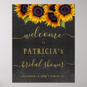 Poster Tournesols rustiques douche nuptiale or signe d'ac