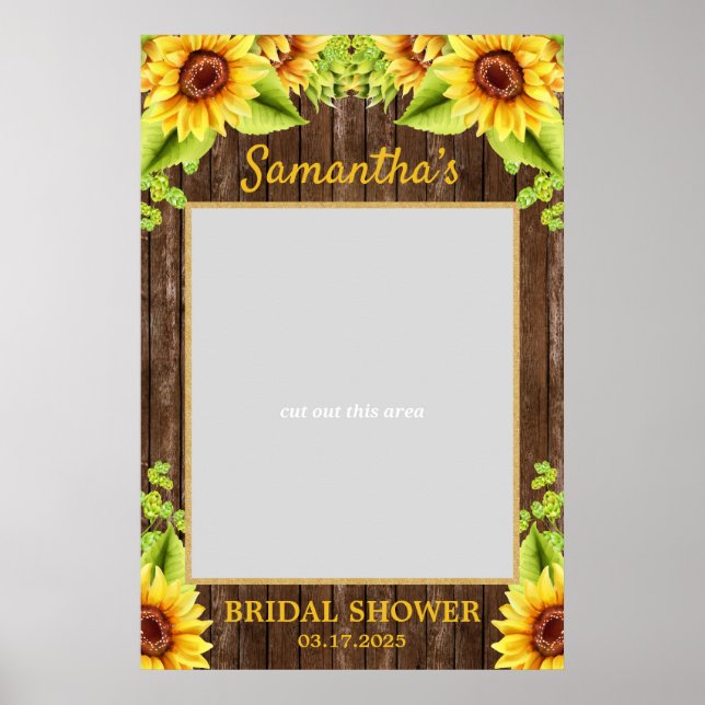 Poster Tournesols rustiques en bois prop pour photobooth  (Devant)