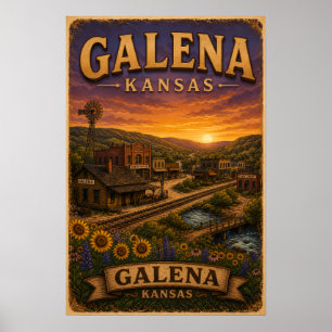 Poster Tournesols sur le paysage de Galena Kansas