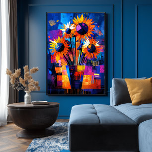 Poster Tournesols - Van Gogh Reimaginé Vibrant Abstrait