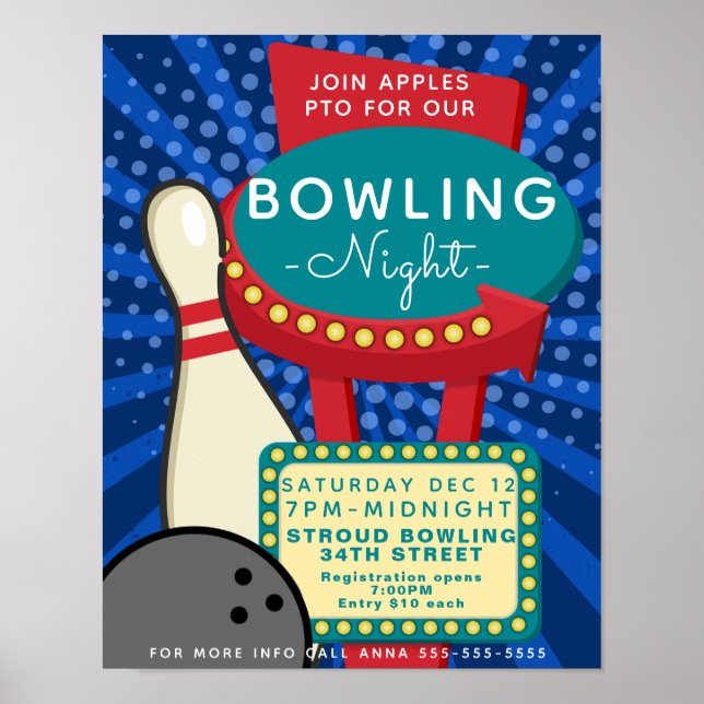 Poster tournoi de bowling, tournoi de bowling (Devant)