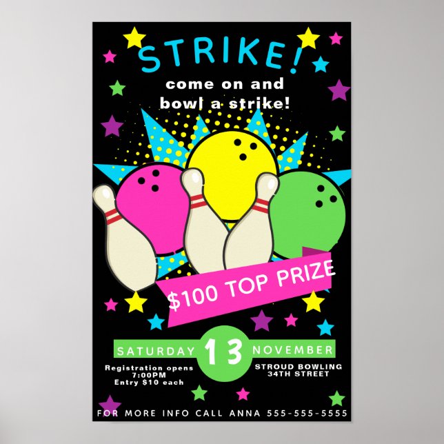 Poster tournoi de bowling, tournoi de bowling (Devant)