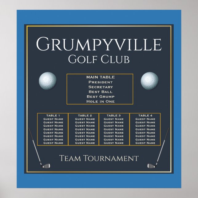 Poster Tournoi de golf 🏌 Carte des places (Devant)