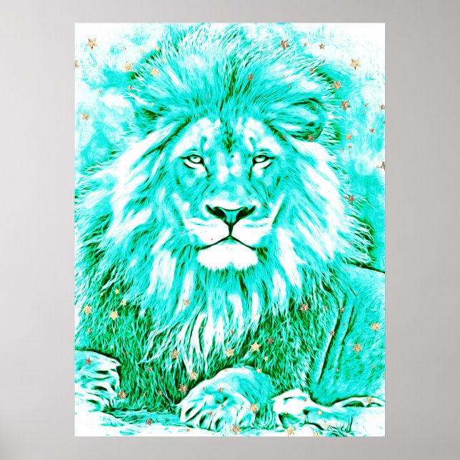 Poster *~* Tourquoise Art Artistique Céleste LION AP23 (Devant)