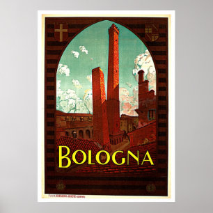 Poster Tours de Bologne Italie Vintage