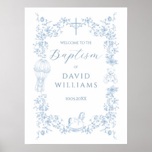Poster Tous Baptême de Toile Bleue Baptême Élégant Accuei