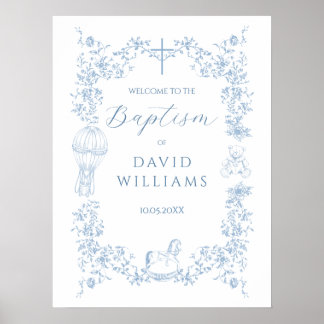 Poster Tous Baptême de Toile Bleue Baptême Élégant Accuei