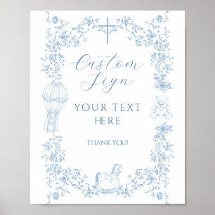 Poster Tous Baptême de Toile Bleue Baptême Élégant Person