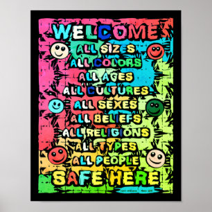 Poster Tous ici en sécurité ~ Bienvenue en arc-en-ciel