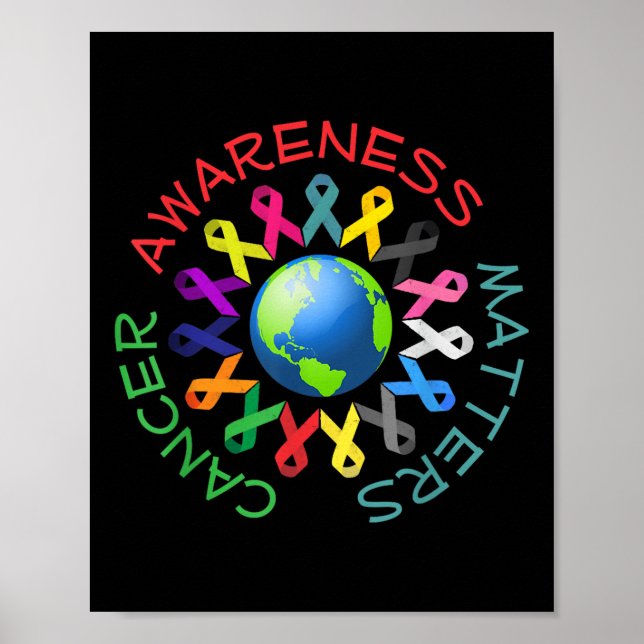 Poster Tous Les Rubans Cancer Pour Toute Sensibilisation  (Devant)