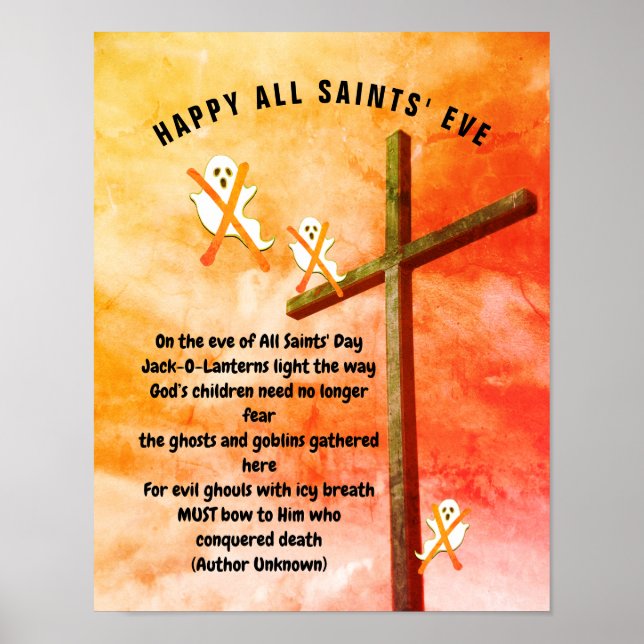 Poster TOUS LES SAINTS EVE POEM Christian Halloween (Devant)