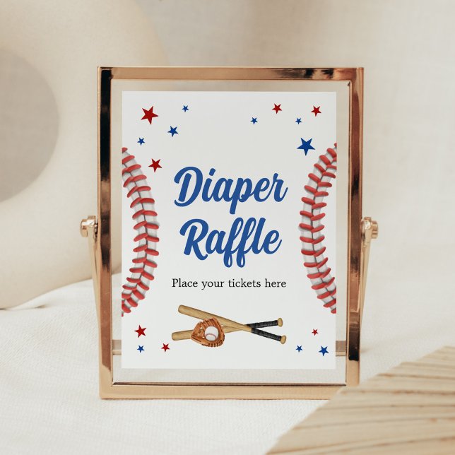 Poster Tous Star Baseball Baby shower Déchets Raffle (Sports Baby Shower Diaper Raffle Sign)