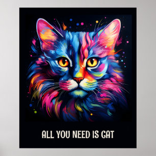 Poster Tout ce dont tu as besoin, c'est du chat. Chat col