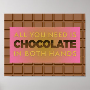 Poster Tout ce dont vous avez besoin est le chocolat dans