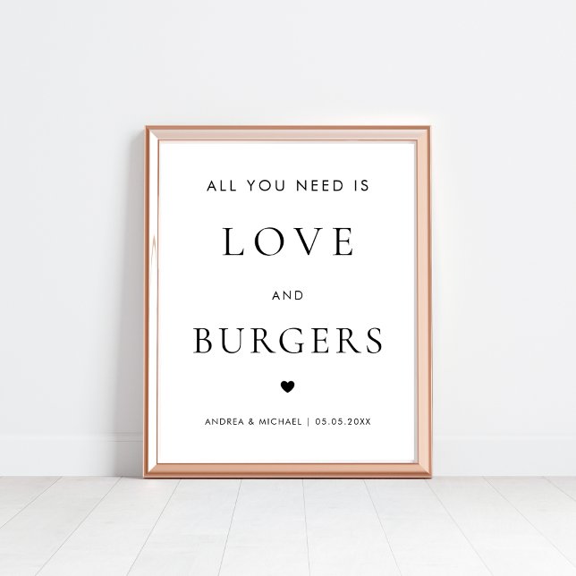 Poster Tout ce dont vous avez besoin est Love and Burgers (Créateur téléchargé)
